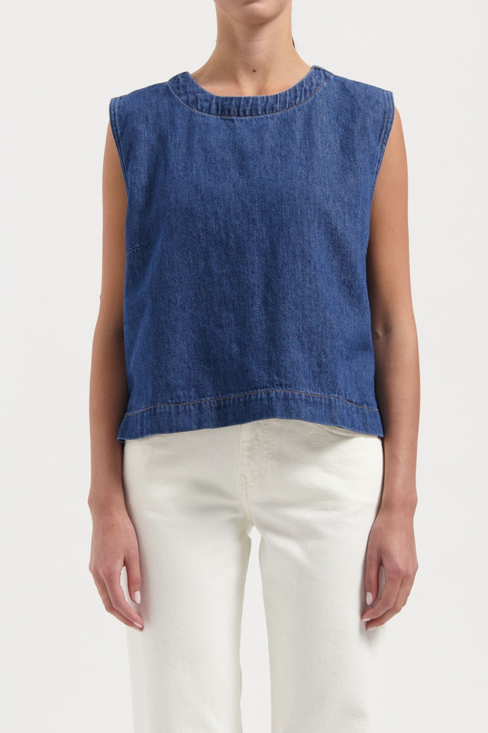 MUD Jeans Damen vegan Oberteil Noa Stone Indigo