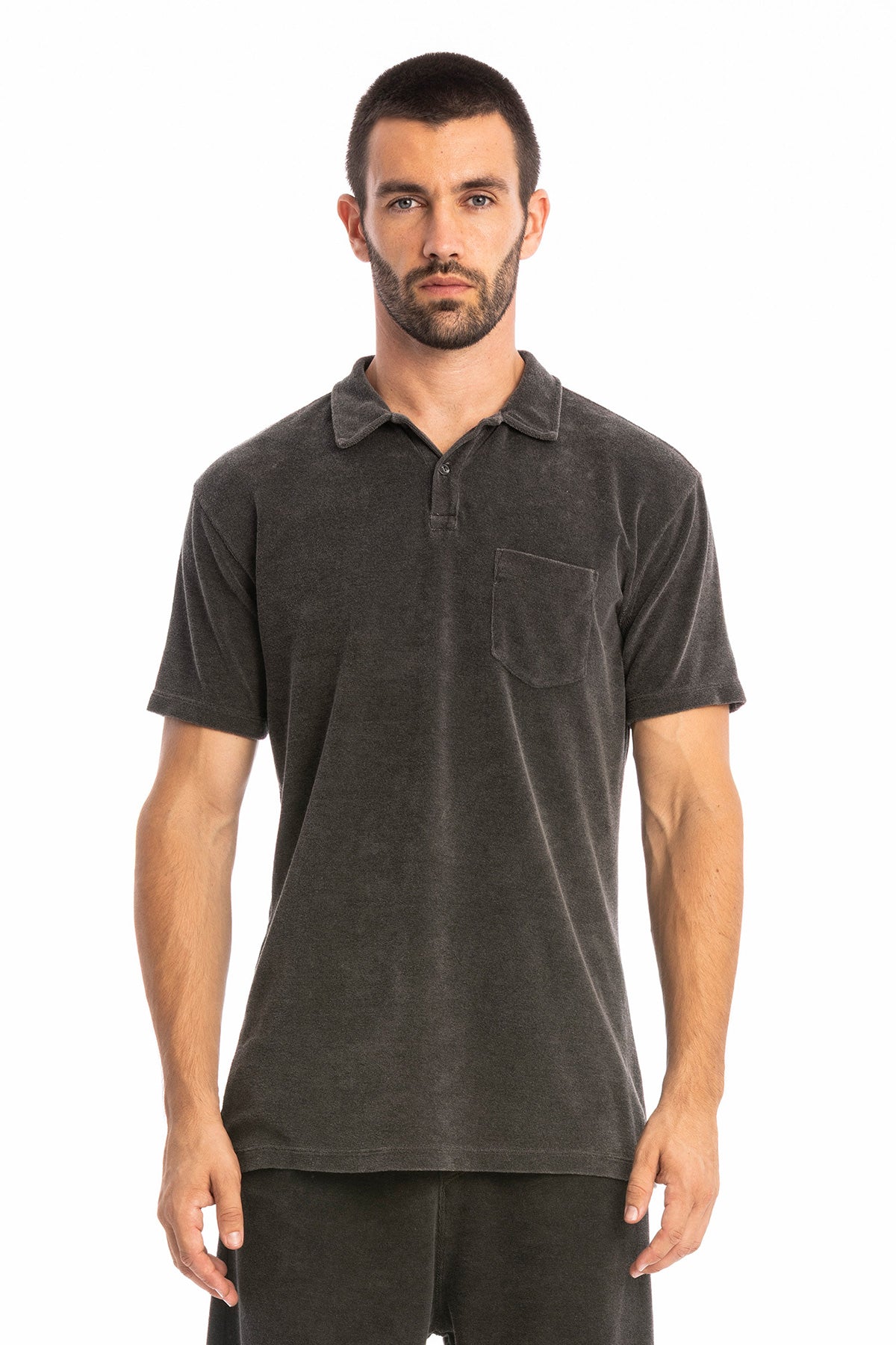 RAVENS VIEW IBIZA Herren vegan Polo Frottee Anthrazit