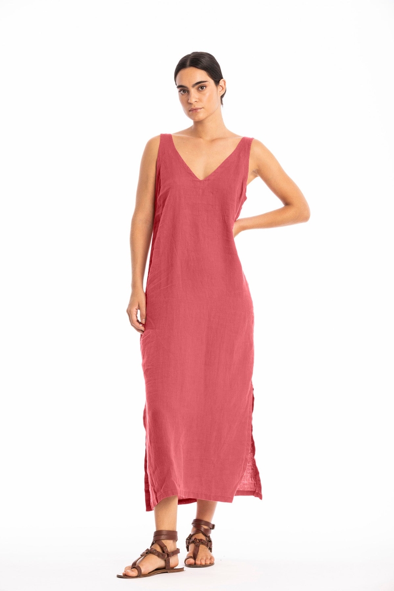 RAVENS VIEW IBIZA Damen vegan Kleid Noa Lehm Rot