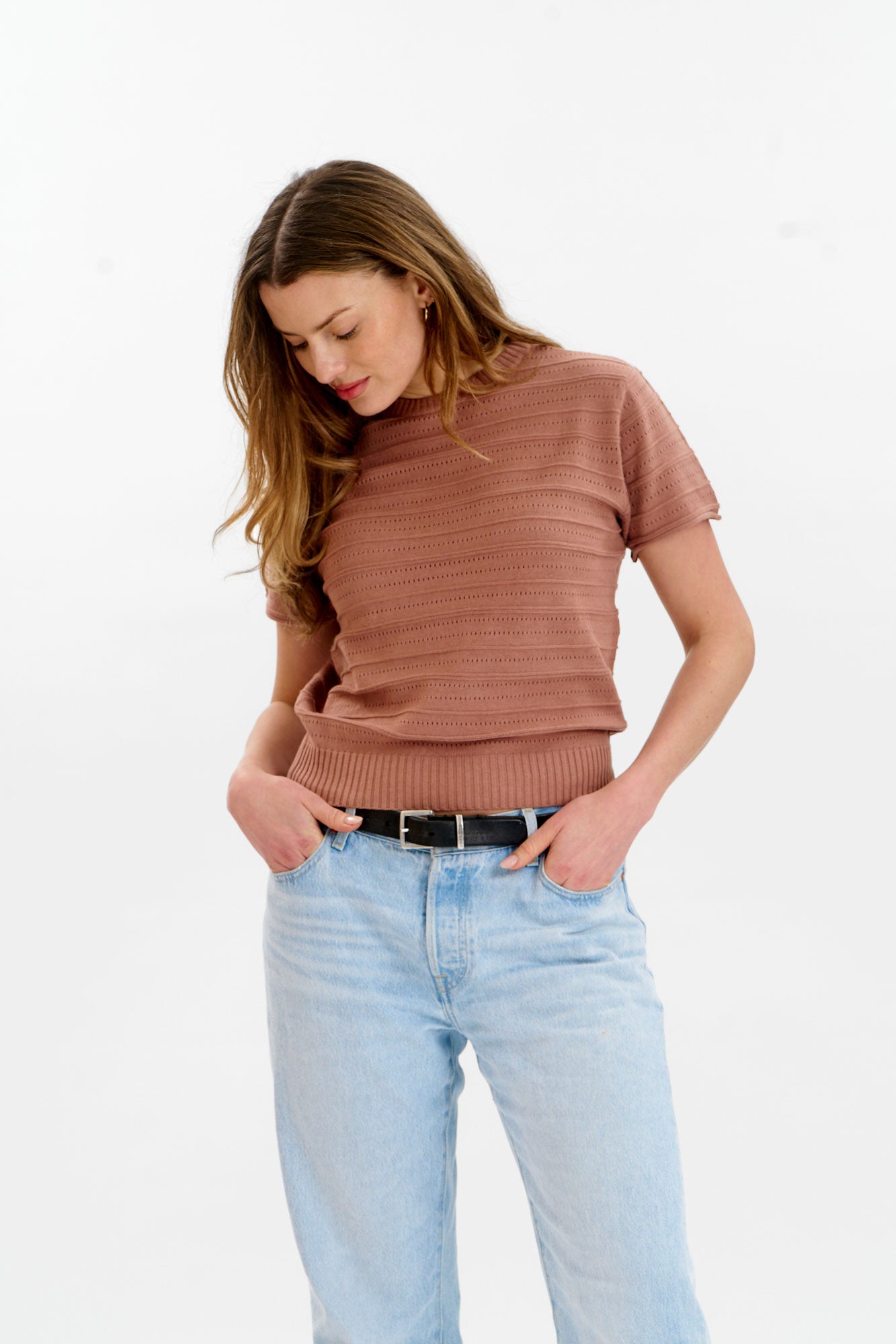 KOMODO Damen vegan Strick-T-Shirt Posey Kaffee
