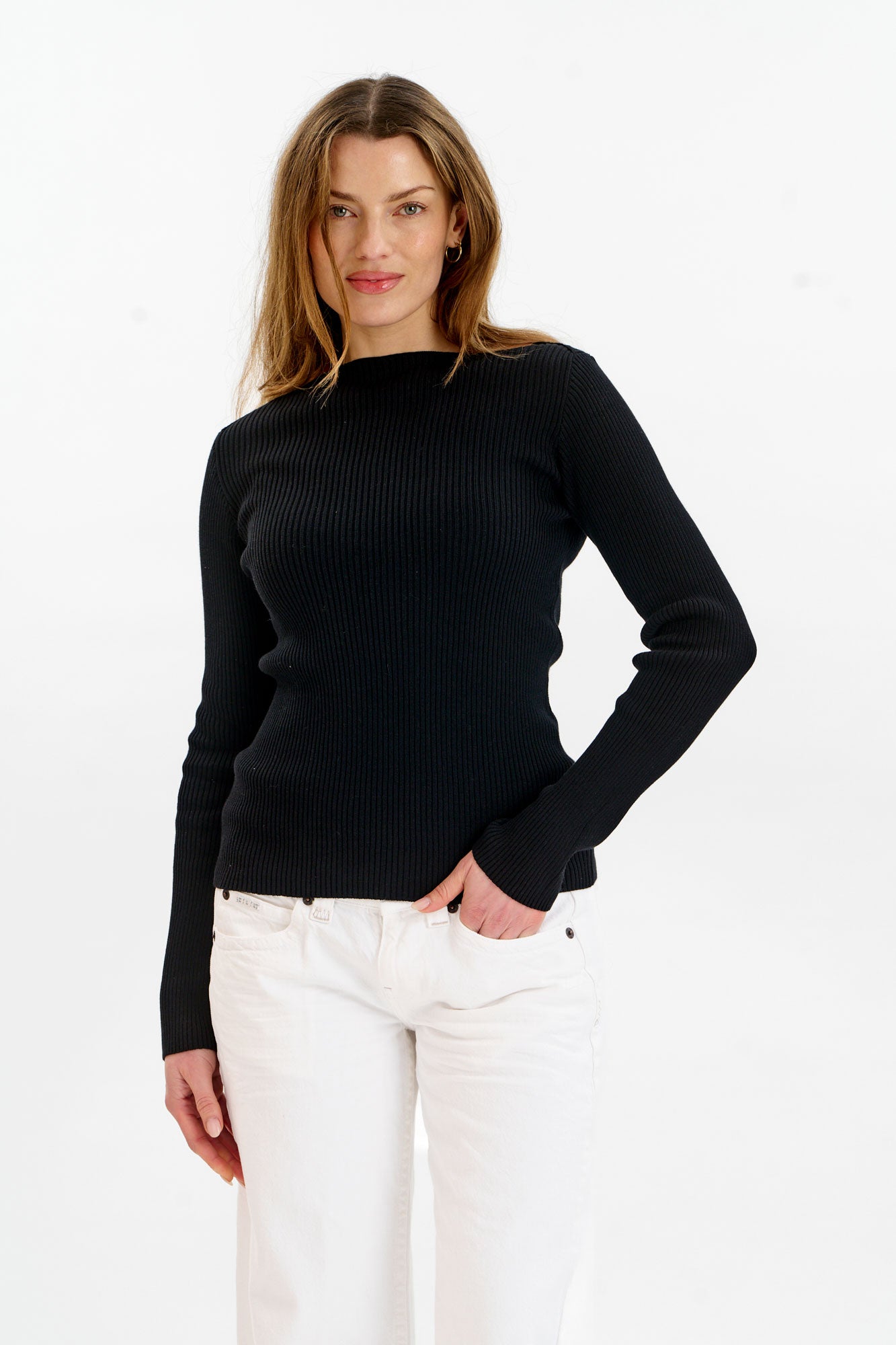 KOMODO Damen vegan Strick-Top Rippe Wasabi Schwarz