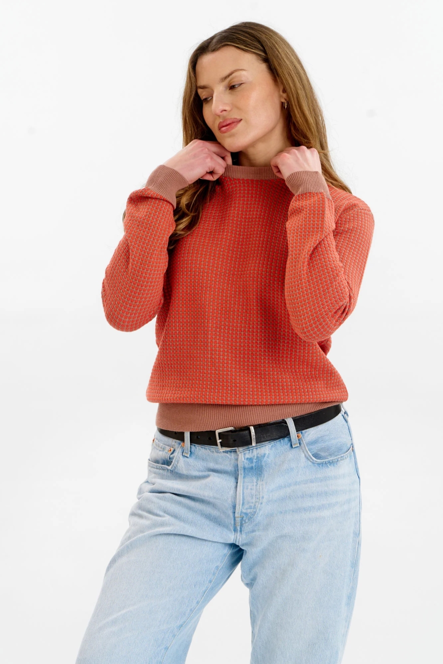 KOMODO Damen vegan Pullover Hana Kaffee Rot