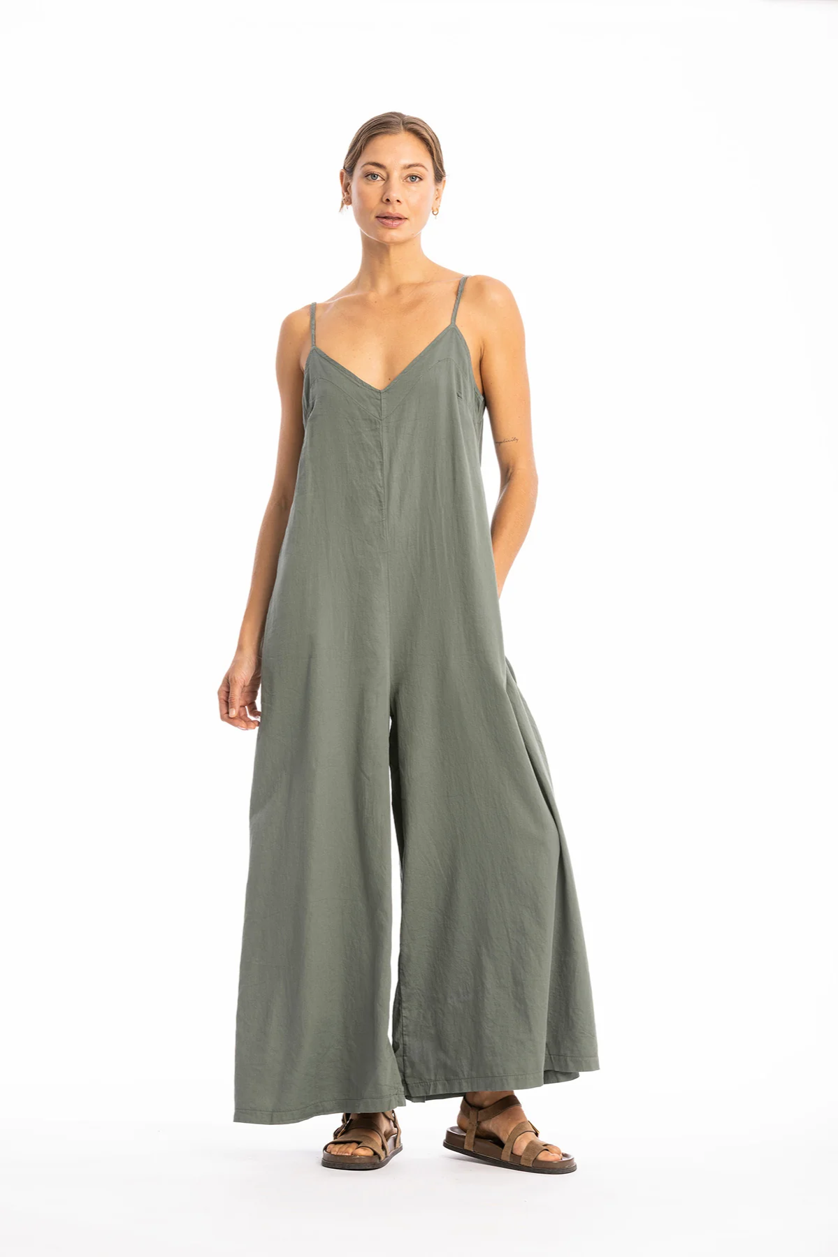 RAVENS VIEW IBIZA Damen vegan Jumpsuit Kiera Olivgr&Atilde;&frac14;n