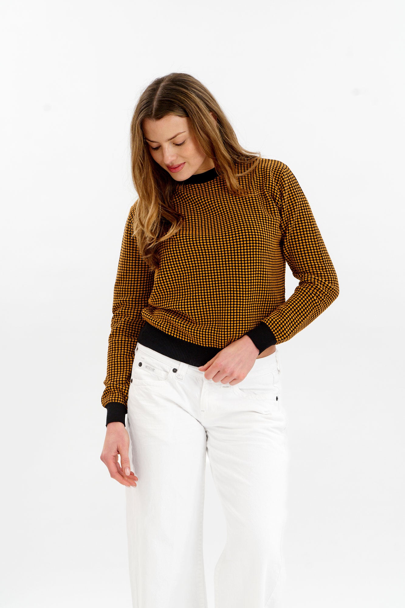 KOMODO Damen vegan Pullover Hana Schwarz & Senf