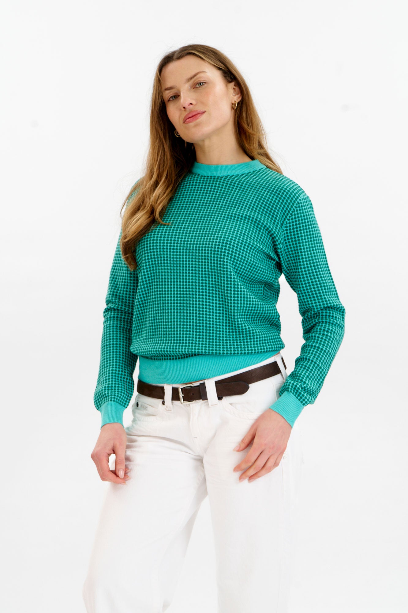 KOMODO Damen vegan Pullover Hana Gr&Atilde;&frac14;n & Cyan