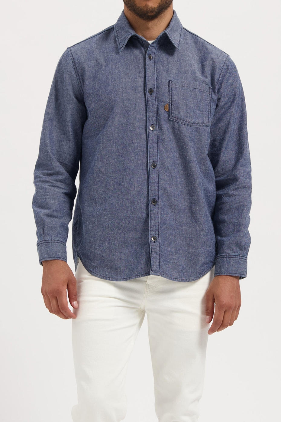 MUD Jeans Herren vegan Denim Shirt Chris Medium Stone Dunkelblau