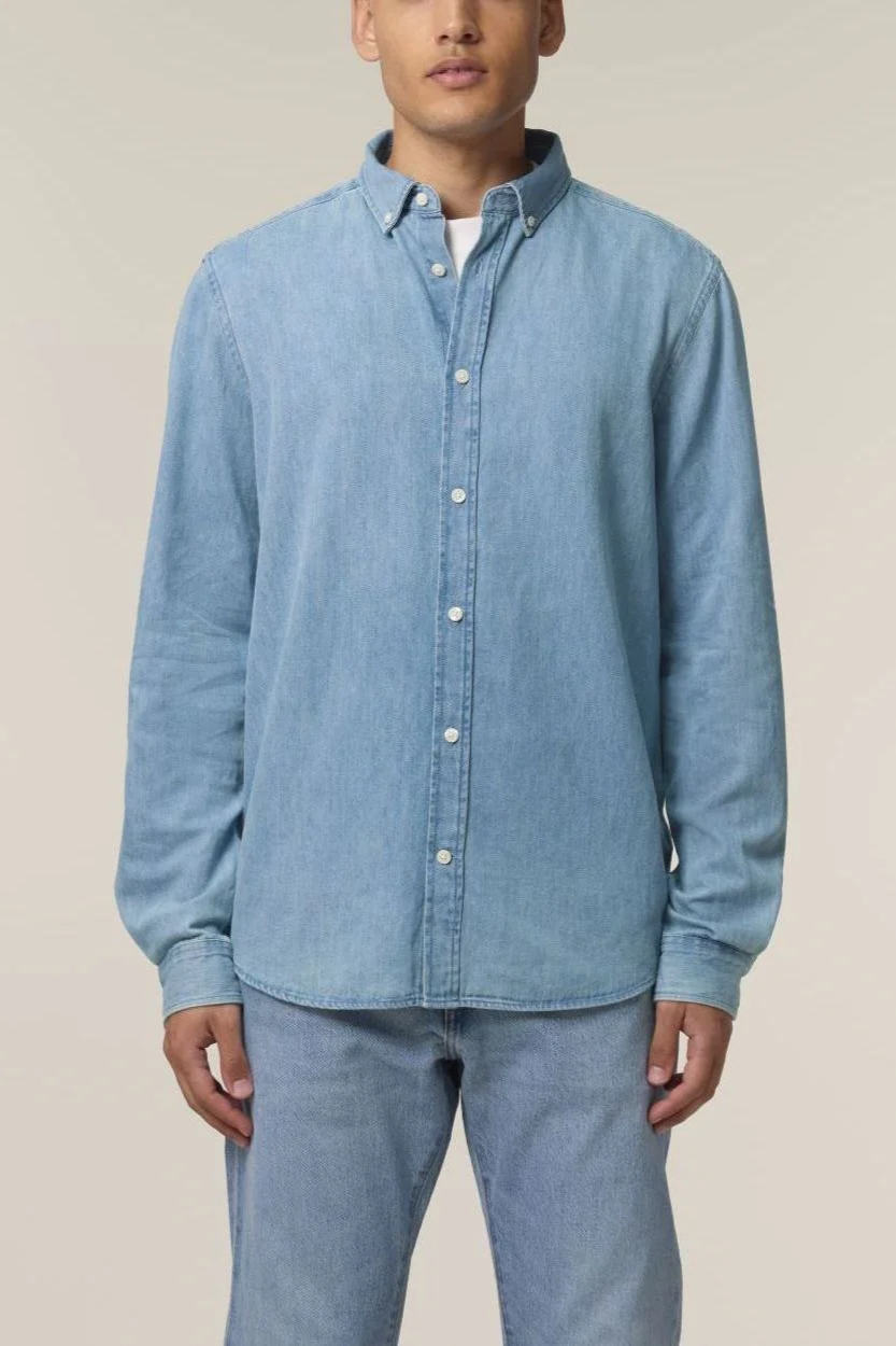 UNIPOLAR Herren vegan Denim Shirt Dening Light Wash