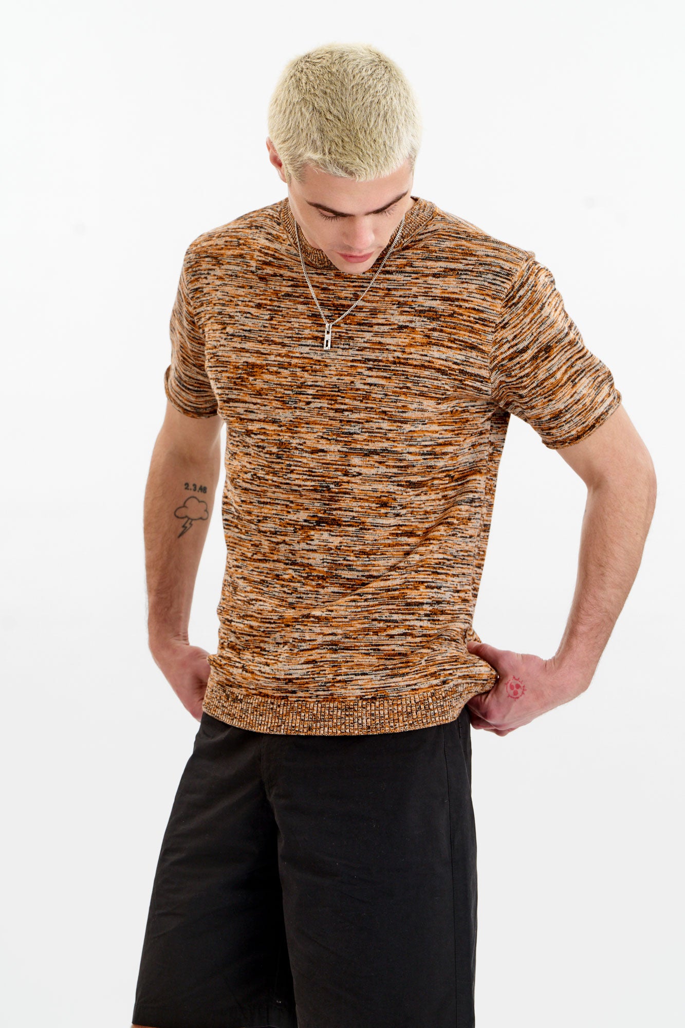 KOMODO Herren vegan T-Shirt Kai Knit Schwarz/ Orange