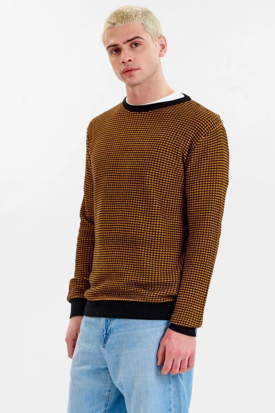 KOMODO Herren vegan Pullover Hasan Schwarz/ Gelb