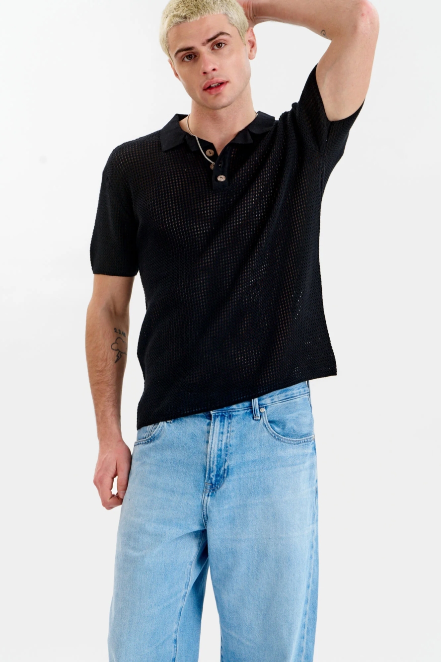 KOMODO Herren vegan Polo Oliver Knit Schwarz