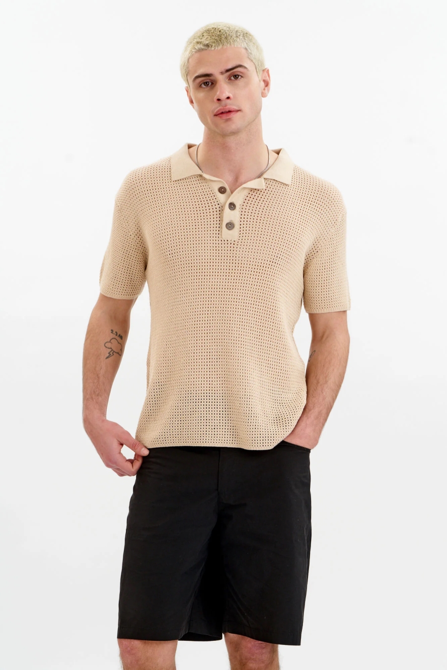 KOMODO men vegan Polo Oliver Knit Cream