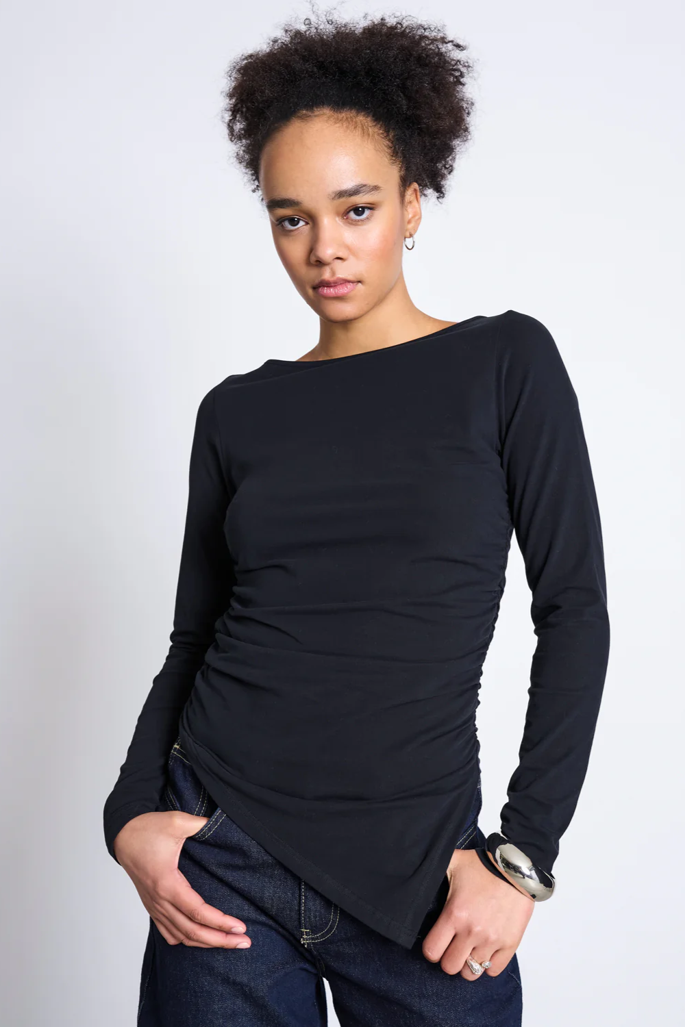 JAN N JUNE JAN 'N JUNE Damen vegan Longsleeve Mit Bootskragen Noly Schwarz