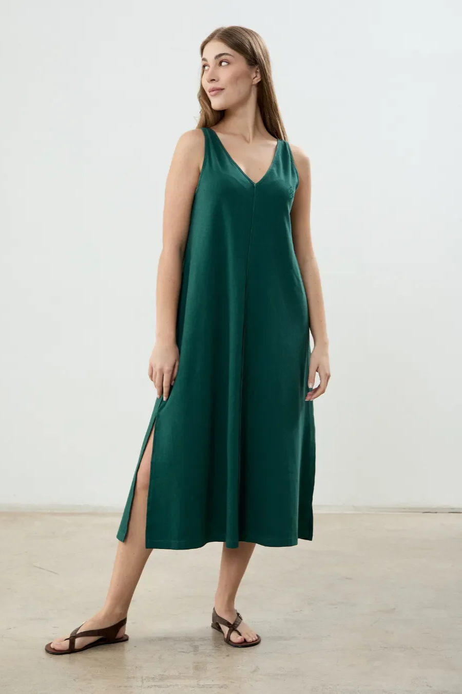Clotsy Damen vegan Kleid Dafne Green