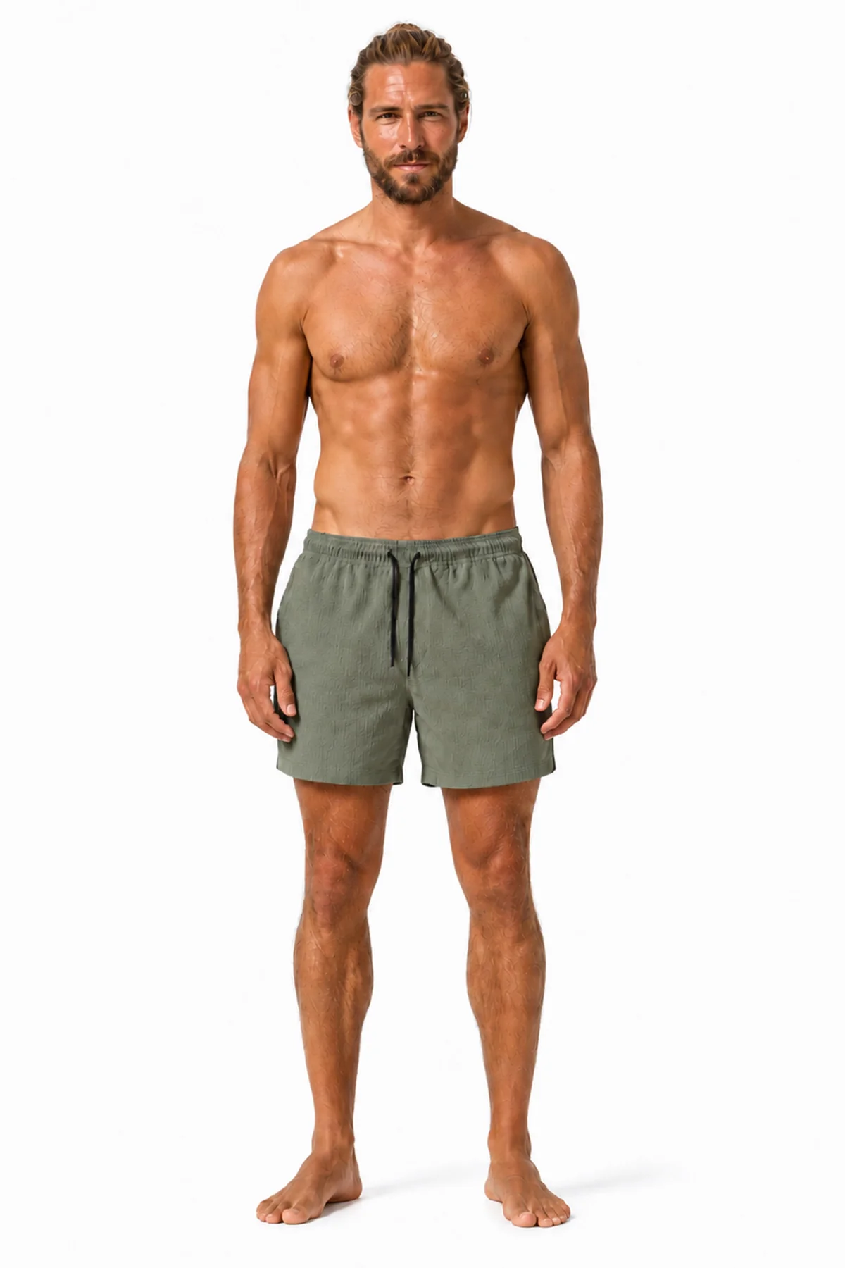 RAVENS VIEW IBIZA men vegan Swim Shorts Khaki Wave