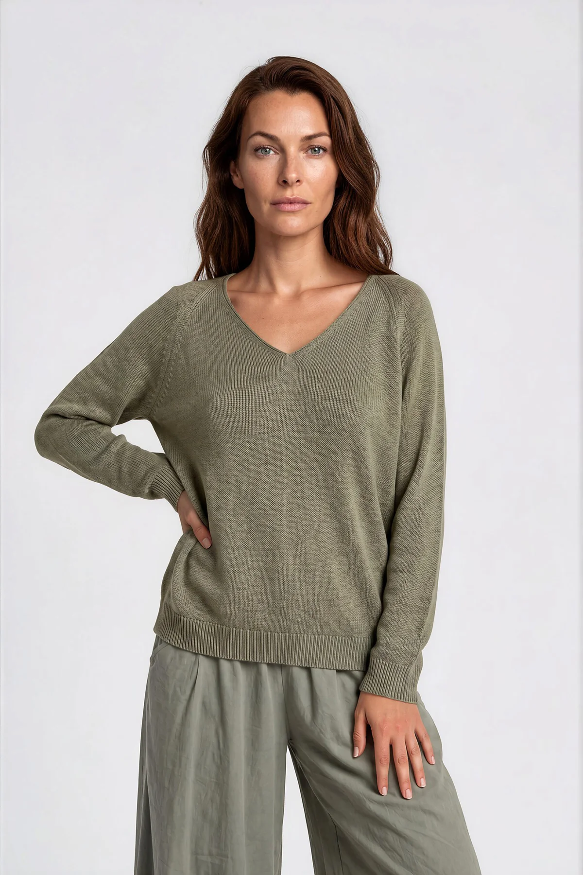RAVENS VIEW IBIZA Damen vegan Pullover Lana Knit Dust Olive