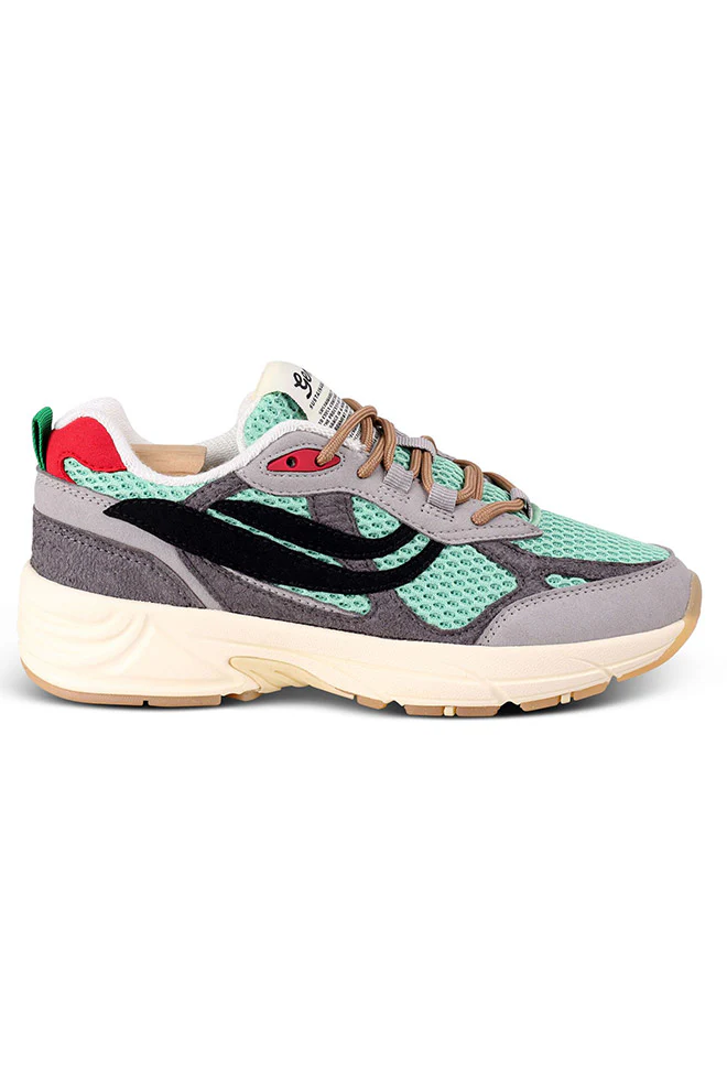 Genesis Damen vegan Sneaker G-Eco 99 Multi Grau Tief Mint Schwarz