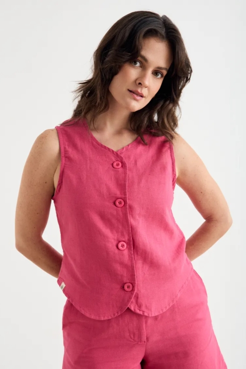 Clotsy Damen vegan Weste Olga Fuchsia