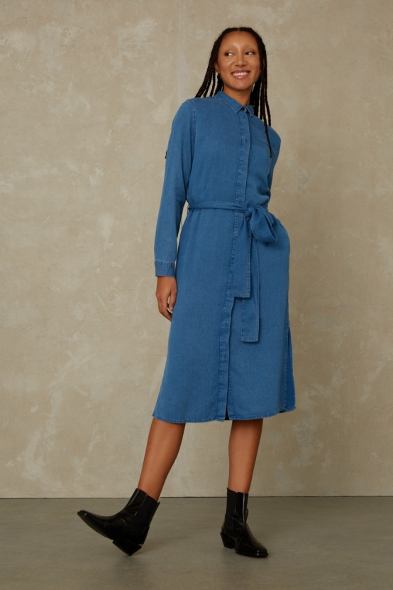 Kings Of Indigo Damen vegan Kleid Maggy Indigo Struktur