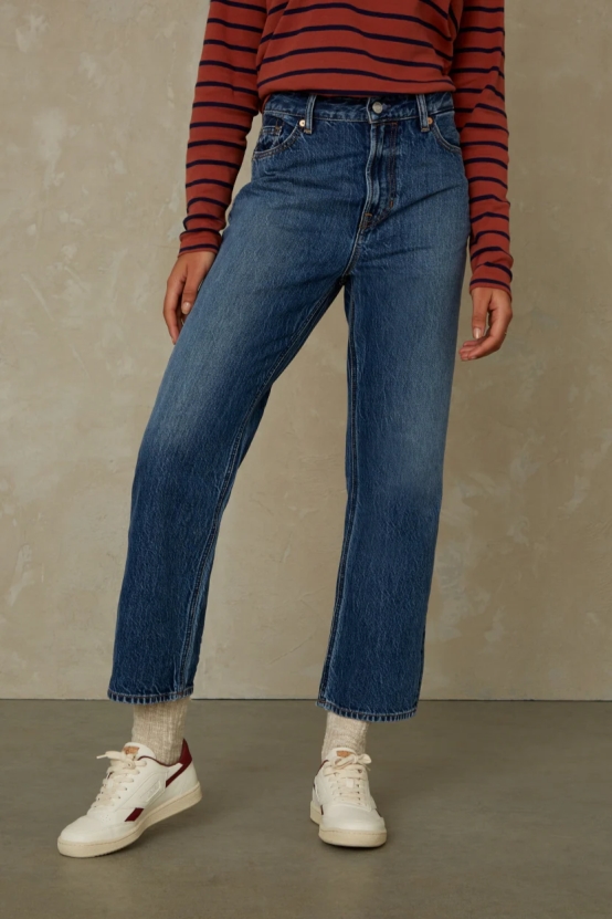 Kings Of Indigo Damen vegan Jeans Liora Cropped Clean Washed Blau