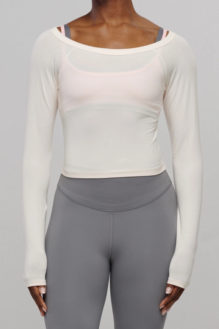 SEAAV womens vegan Top Boatneck Satin Linen White
