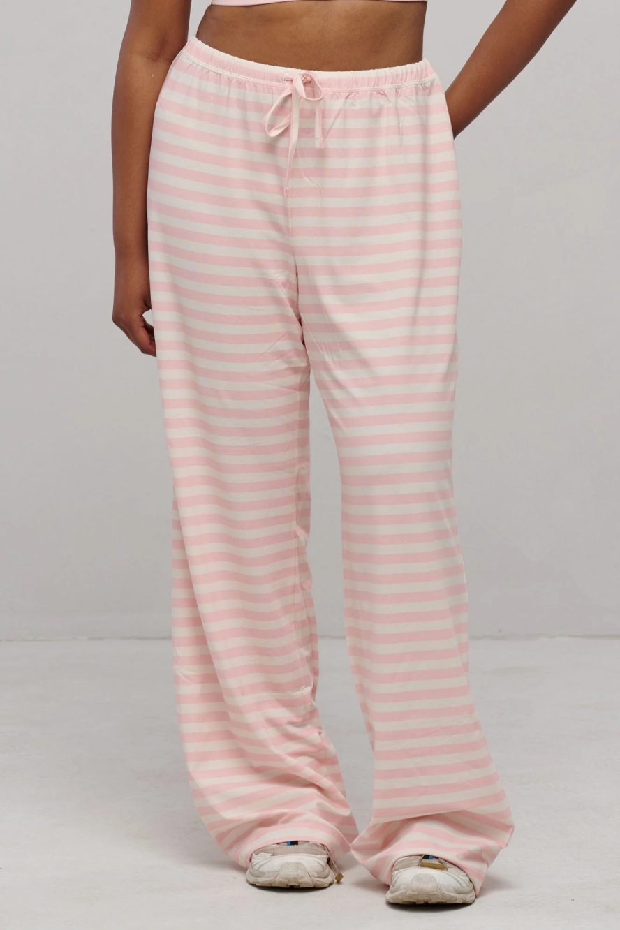 SEAAV womens vegan Pants Sailor Stripe Picnic Pink