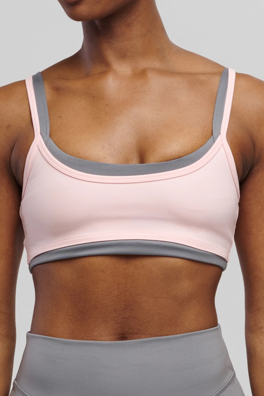 SEAAV Damen vegan Sport-Bh Liftline Layered Strawberry Cream Storm/ Grau
