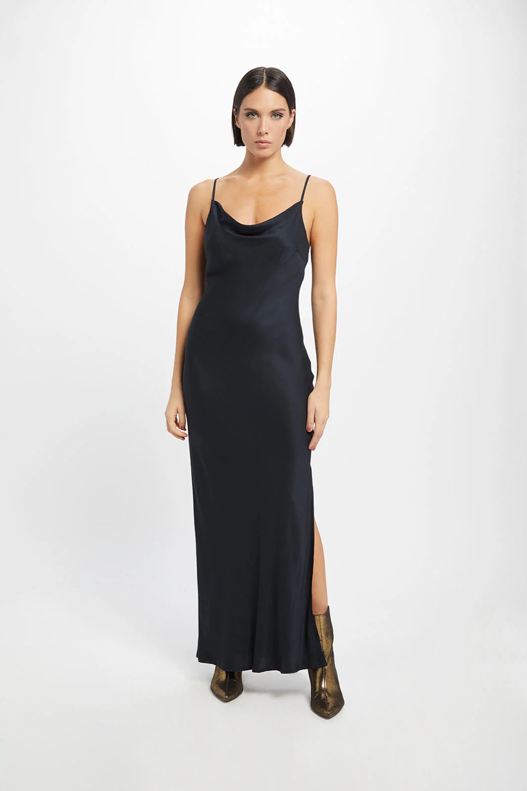 Neu Nomads Damen vegan Kleid Cowl Neck Gown Schwarz