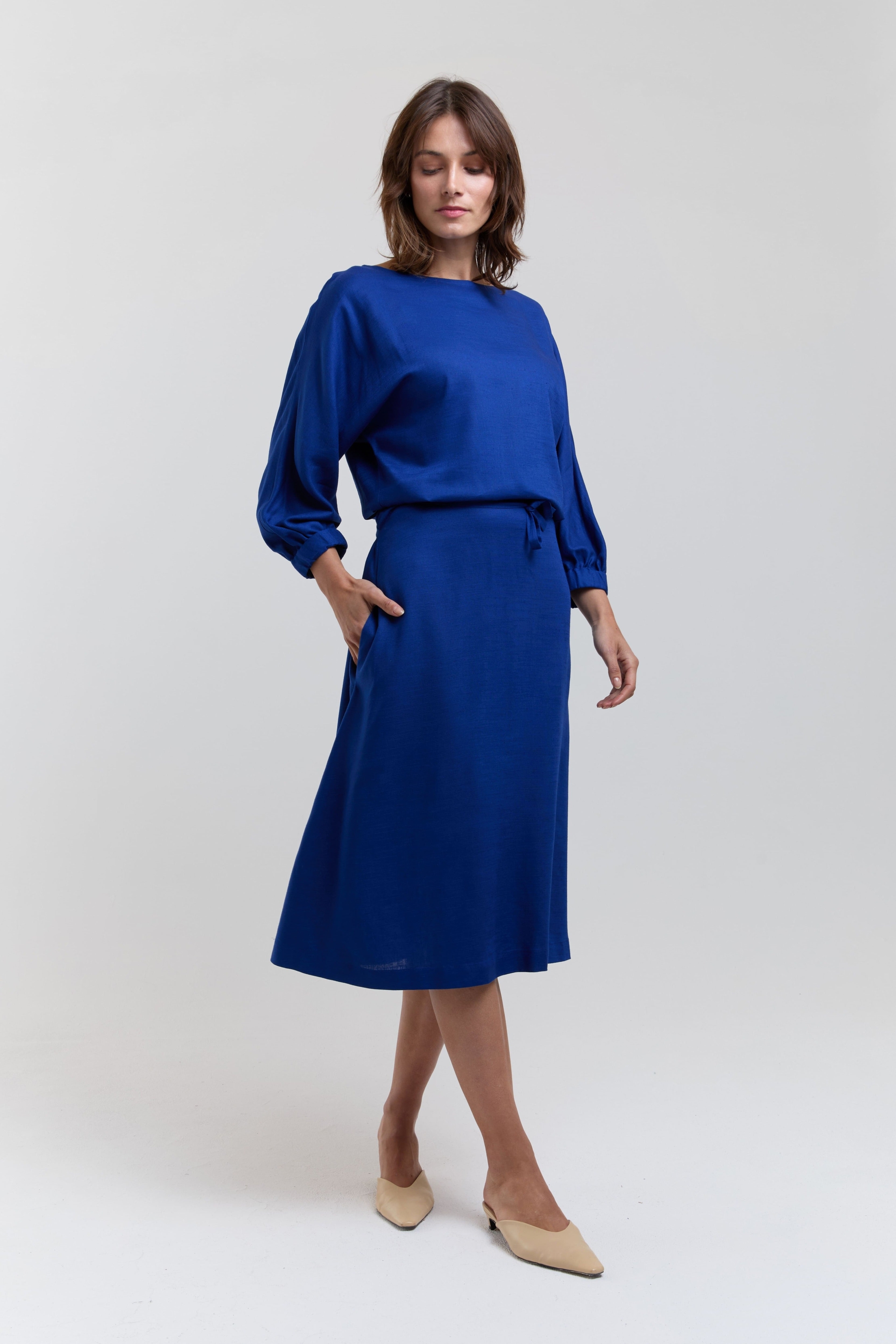AYANI Damen vegan Kleid Andrea Ozeanblau
