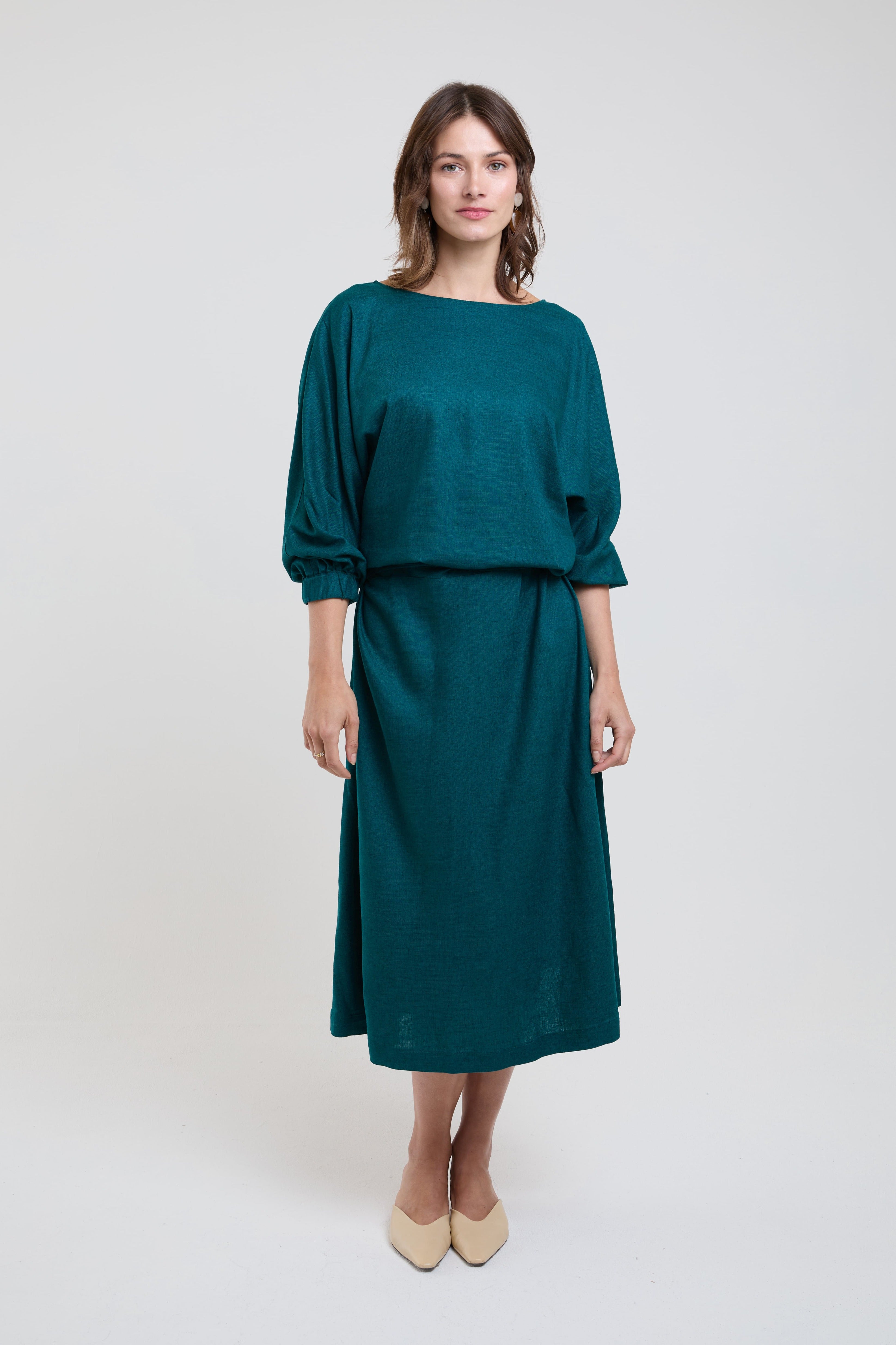 AYANI Damen vegan Kleid Andrea Deep Teal