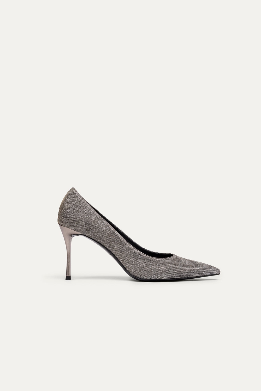 BIKKOU Damen vegan Pumps Romantisches Abendessen Silberner Lurex