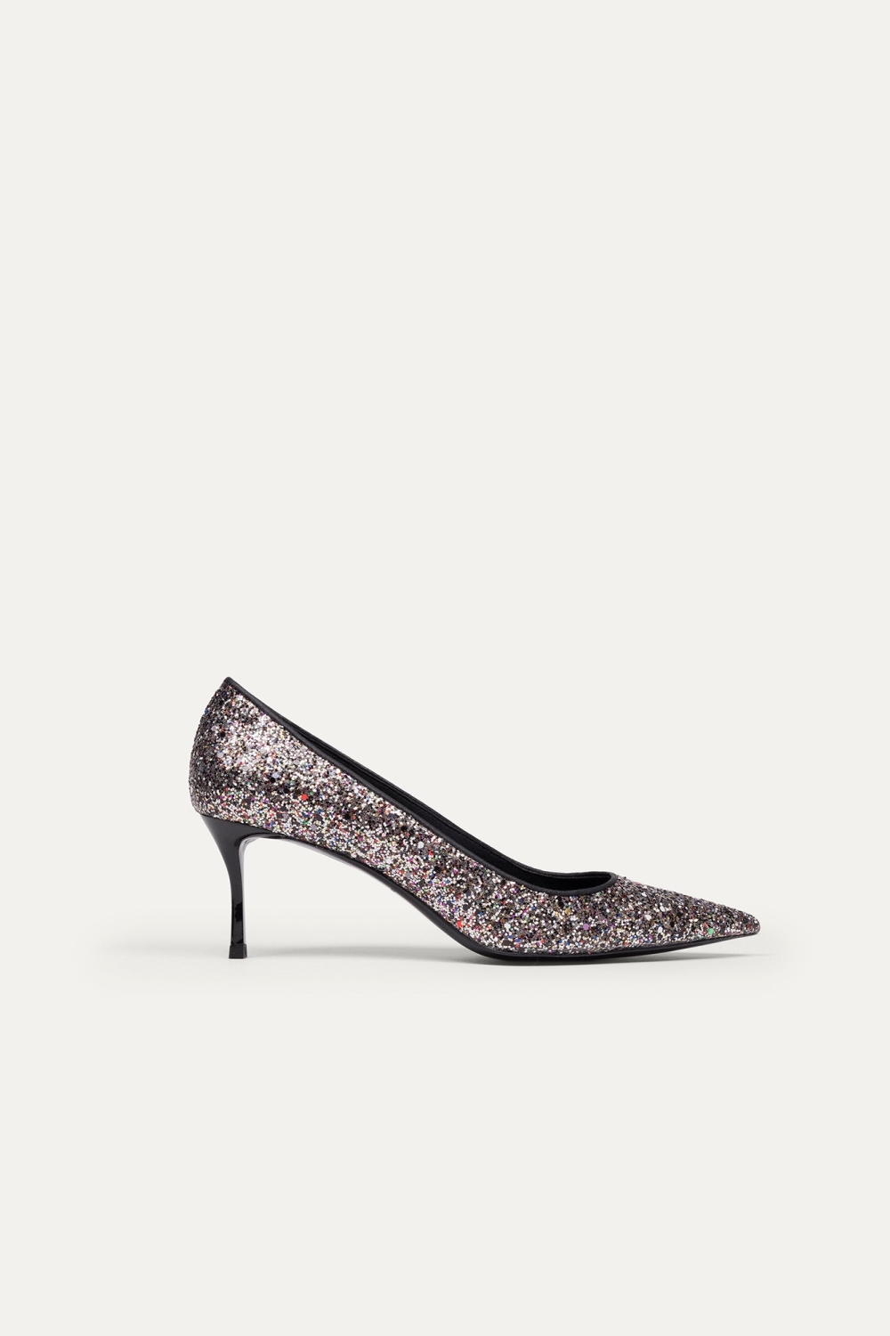 BIKKOU Damen vegan Pumps Montag Im B&Atilde;&frac14;ro Multicolor Glitzer
