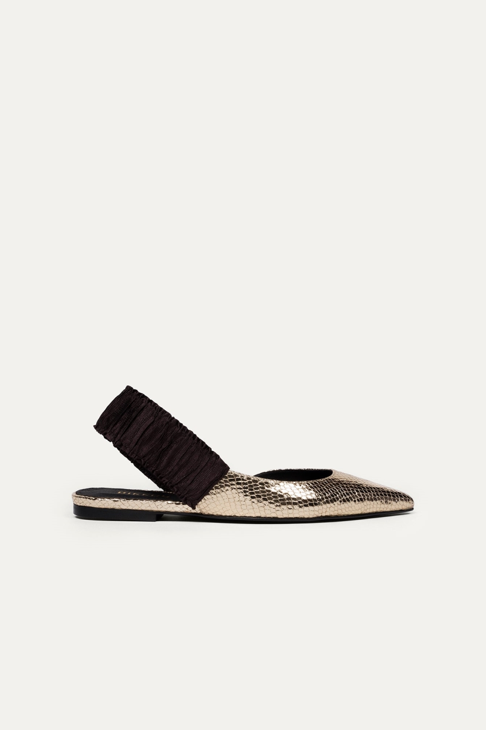 BIKKOU Damen vegan Flats Sonntagsbrunch Gold Python