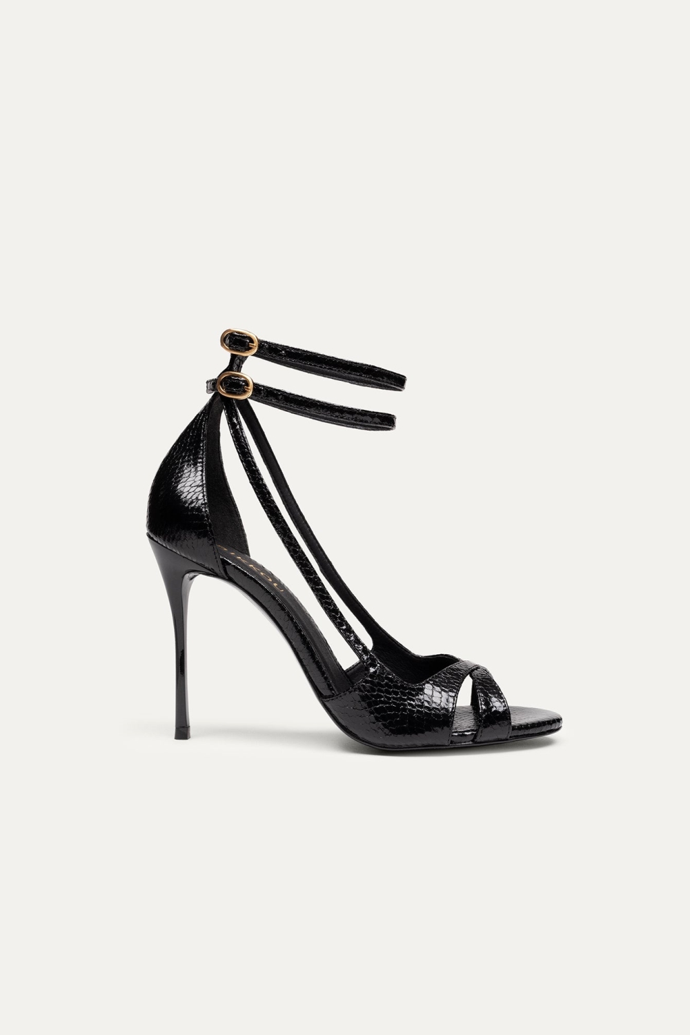 BIKKOU Damen vegan Sandalen Tanzen Im Club Schwarzes Python