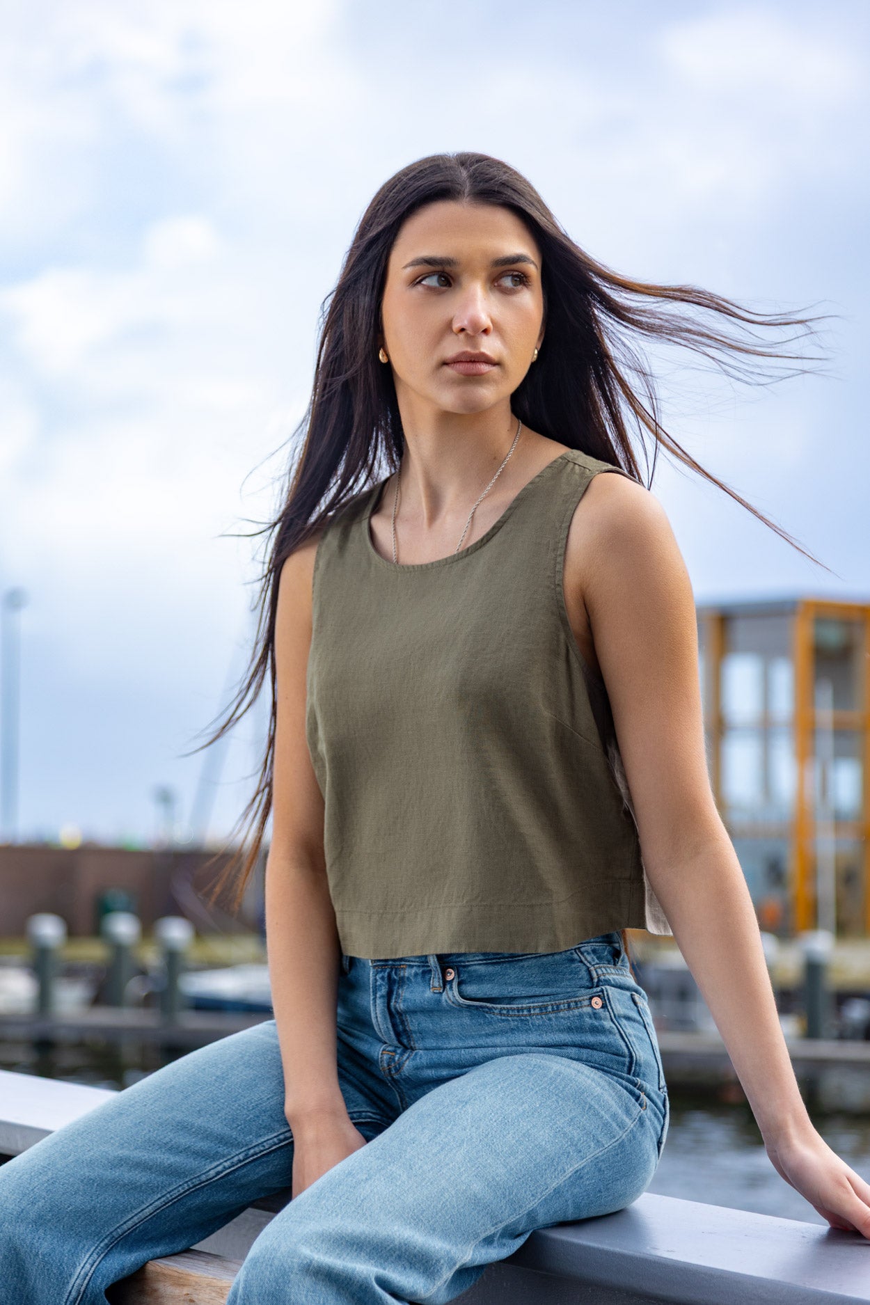 Kings Of Indigo Damen vegan Top Belle Bungee Cord Gr&Atilde;&frac14;n