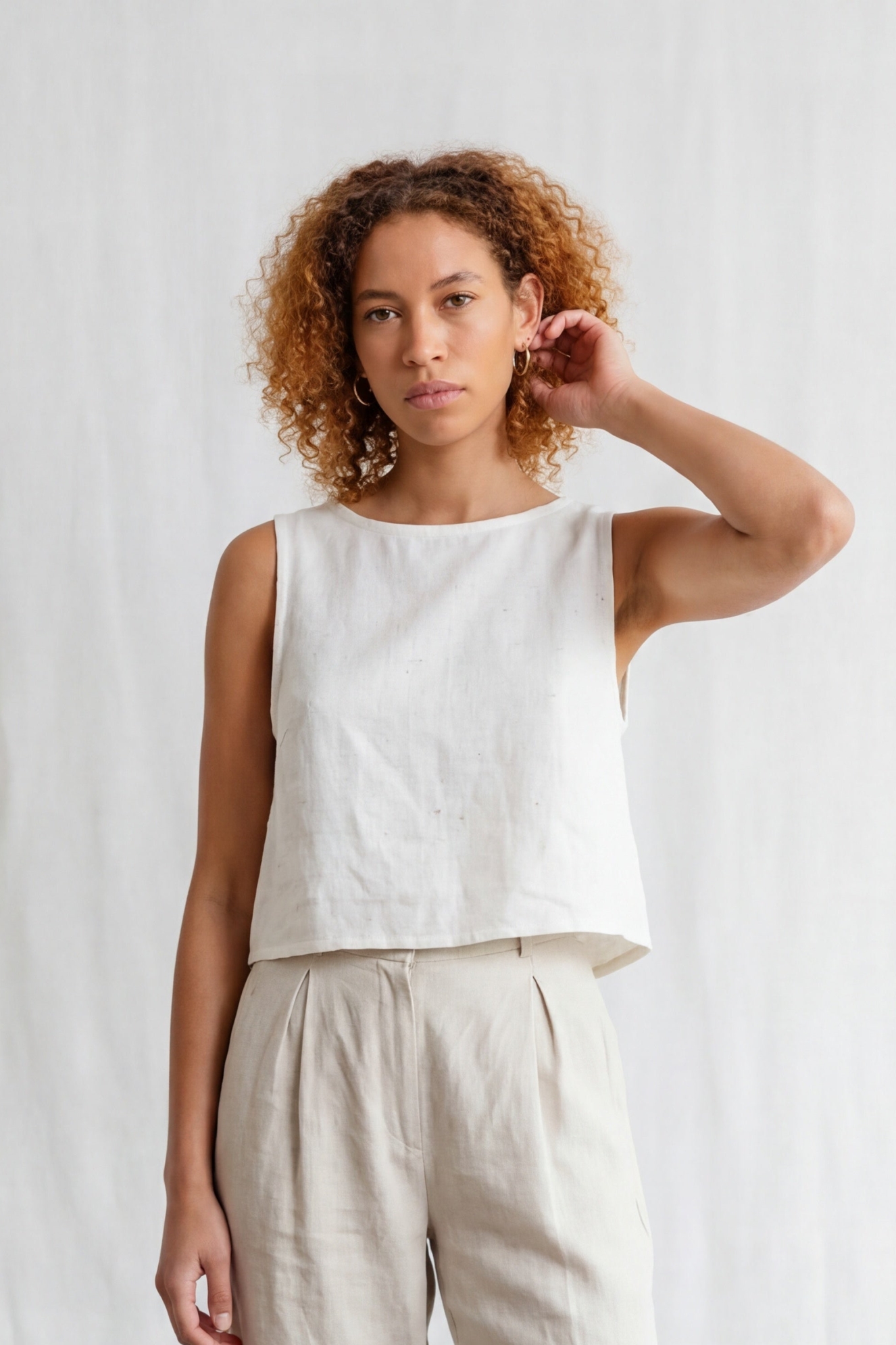 Image of Jyoti Fair Works dames vegan Top Kiran Crème