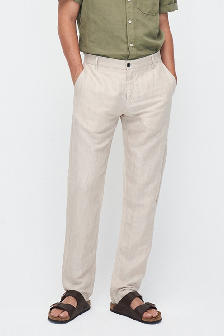 Kuyichi Herren vegan Hose Darren Solid Oatmeal Natural