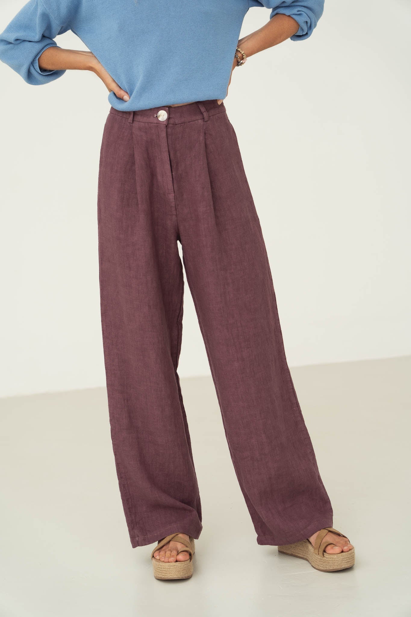 N&Atilde;&curren;z Damen vegan Hose Mara Aubergine Lila