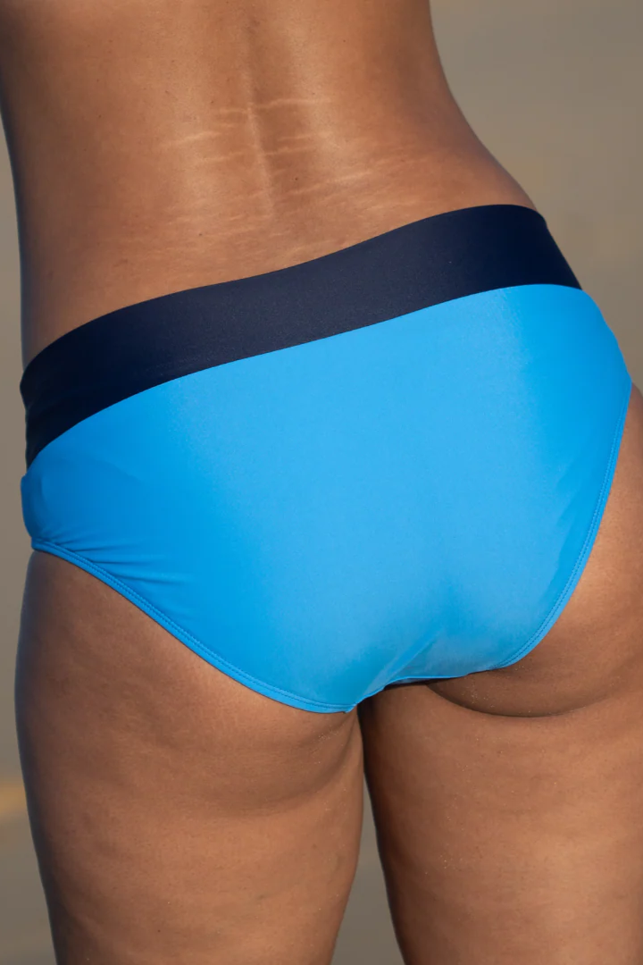Inaska womens vegan Bikini Bottom Soft Waist Flow Bright Blue/Dark Blue
