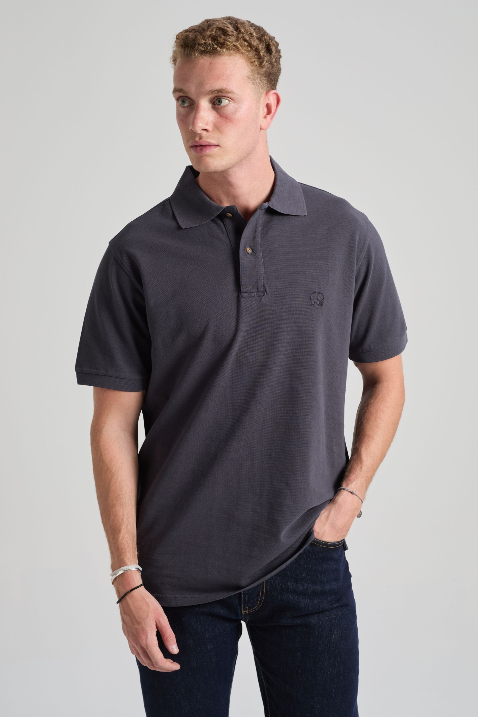 Trendsplant Herren vegan Polo Essential Bitumen Grey