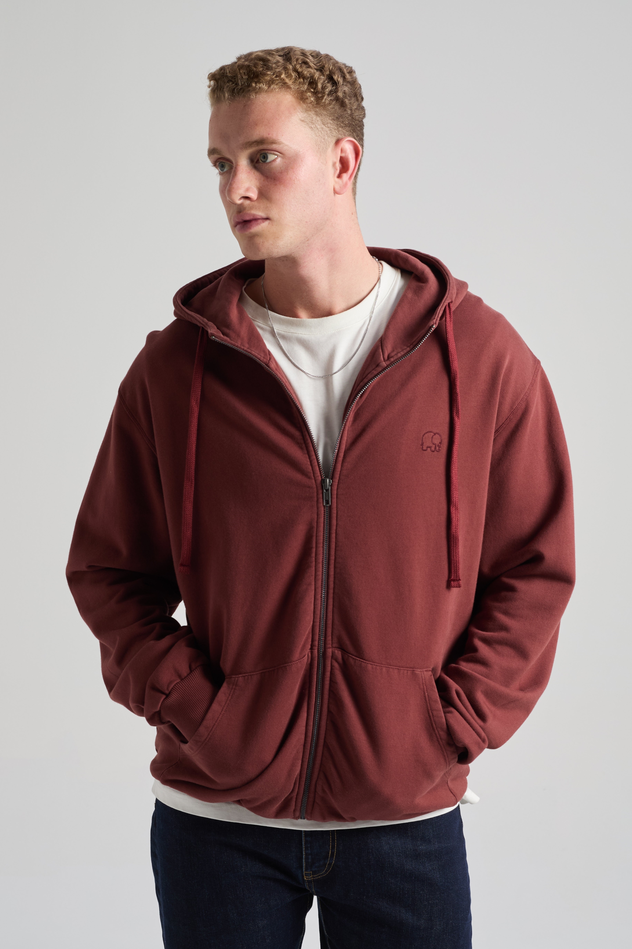 Trendsplant Herren vegan Zip Hoodie Essential Andorra Brown