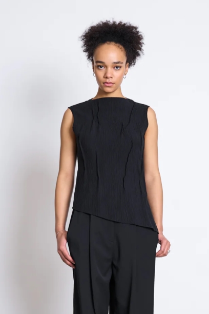JAN N JUNE JAN 'N JUNE Damen vegan Top Mit Raffung Crinkle Meadow Black