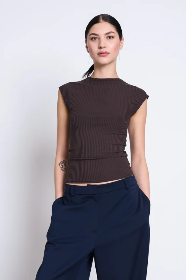 JAN N JUNE JAN 'N JUNE Damen vegan T-Shirt Rib Apis Mud