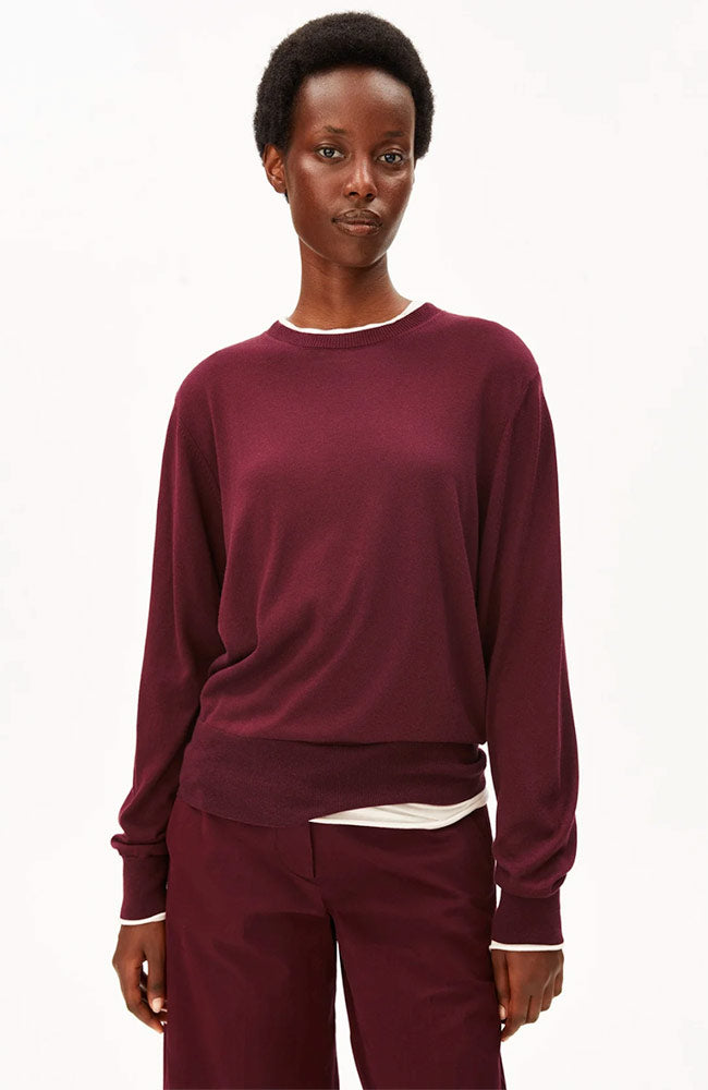 ARMEDANGELS Damen vegan Pullover Fine Knit Velvet Red