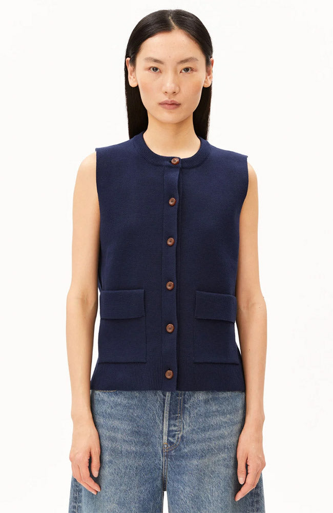 ARMEDANGELS Damen vegan Strickcardigan In Marineblau Mit Farbverlauf