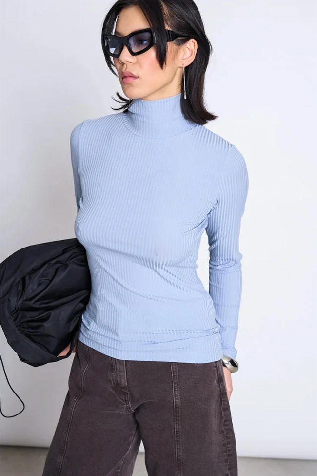 JAN N JUNE JAN 'N JUNE Damen vegan Rollkragenpullover Mio Mittelblau