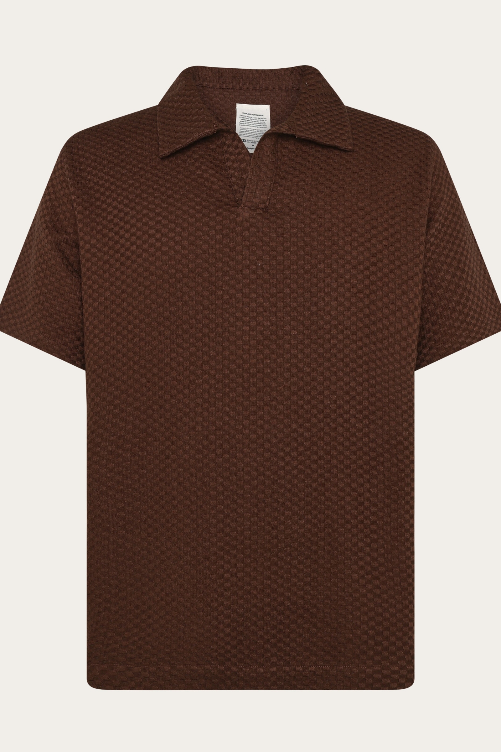 KnowledgeCotton Apparel Herren vegan Polo Structure Geraspelte Schokolade