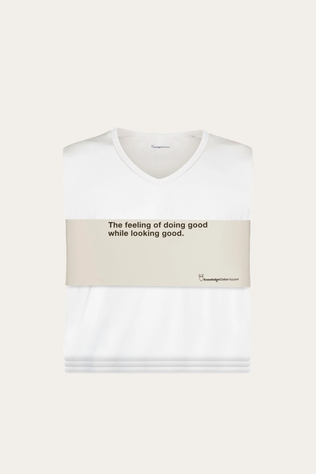 KnowledgeCotton Apparel Herren vegan 3er-Pack T-Shirts Regular-Passform V-Ausschnitt, Strahlend Wei&Atilde;Ÿ