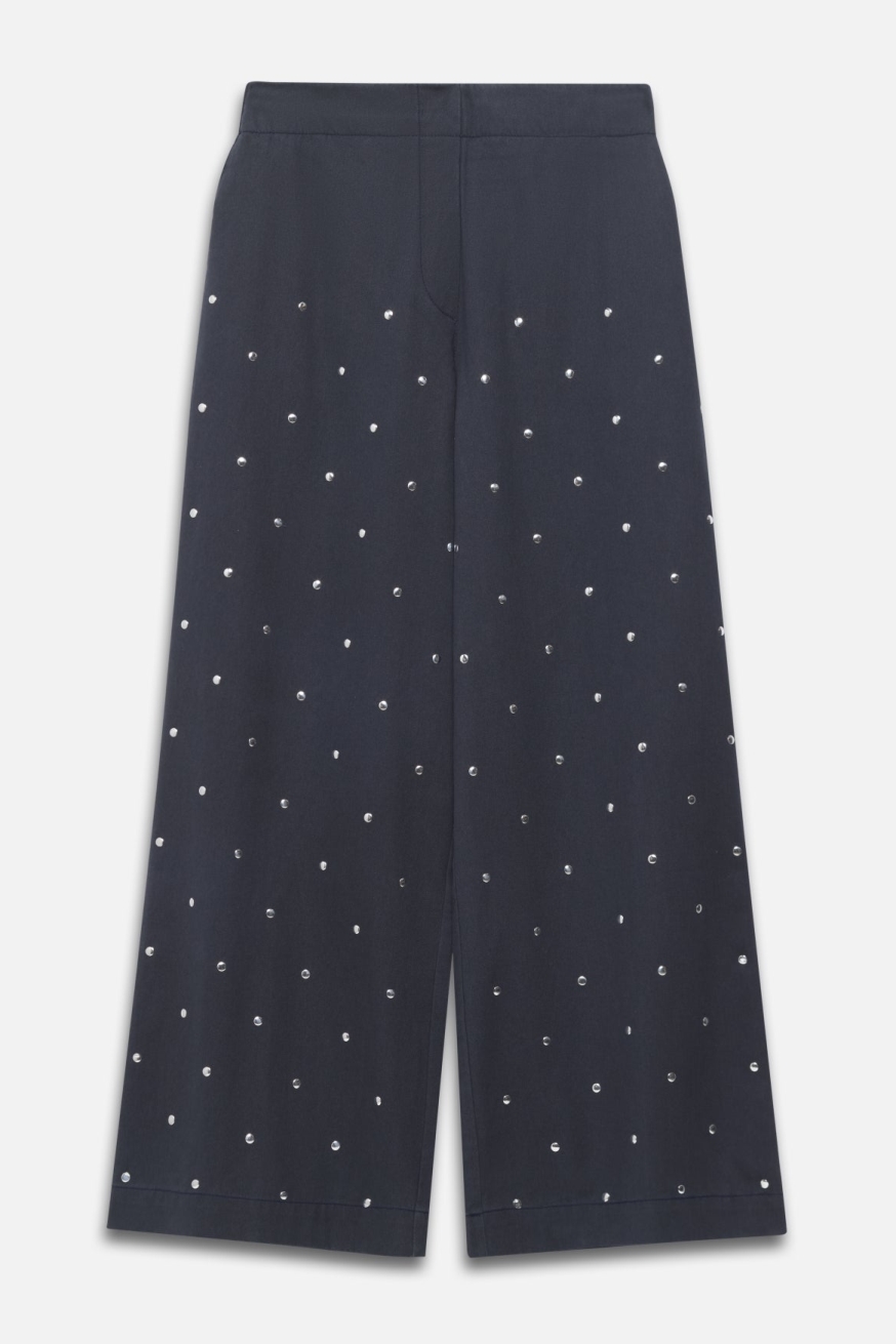 Alchemist Damen vegan Hose Moonflower Studs In Marineblau