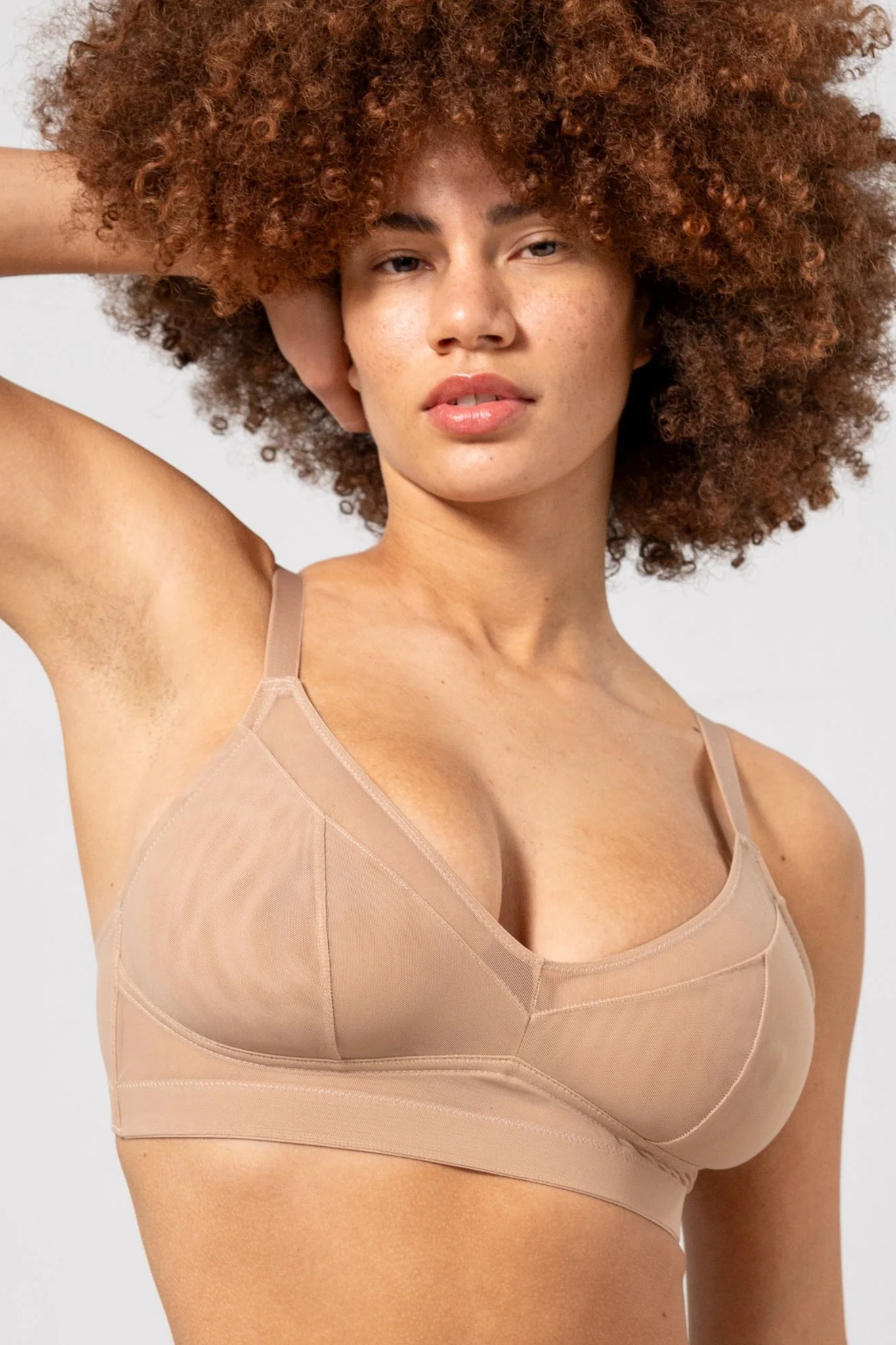 Understatement womens vegan Bra Mesh Support Plus Warm Beige