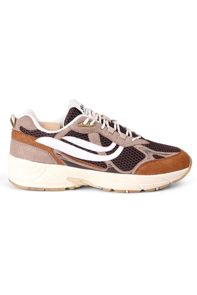 Genesis Damen vegan Sneaker G-Eco 99 Mit Gepunkteter Sohle Cognac/Beige/Grau